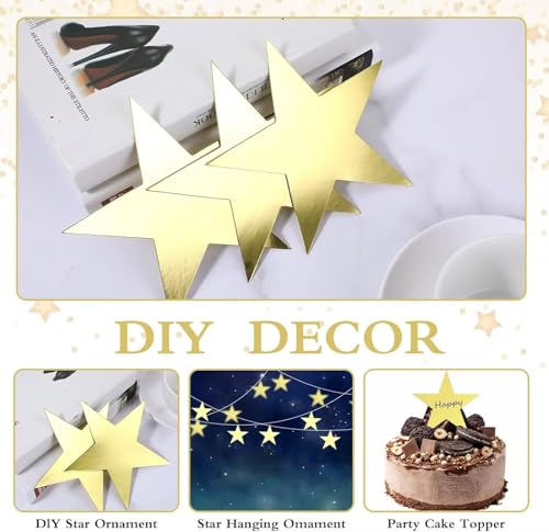 Image of Gold Glitter Star Garland Hanging Decorations, Streamer Bunting Banner Decorations,65 Feet, Twinkle Star Backdrop for Graduation, Birthday, Wedding, Christmas Party, New Year (Gold)