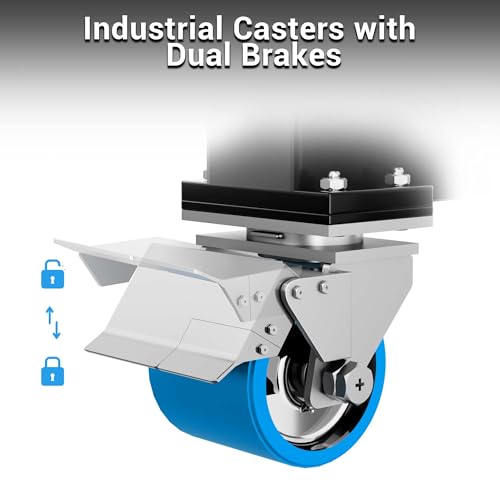 BSMTEK 2 Ton Gantry Crane 4500lbs Capacity, Adjustable Height (8.53-12.47 FT), Width (6.56 FT), Steel I-Beam Construction, Portable Shop Hoist for Factories, Warehouses, Blue-2026 Upgraded
