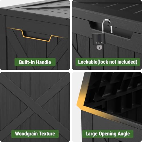 Mars Villa Deck Box, Outdoor Storage Box 31 Gallon, Waterproof Weatherproof and UV Resistant Resin Storage Bin with Lockable Lid, Ideal for, Patio Furniture Cushions, Pool Supplies, Garden Tools - Thumbnail 7