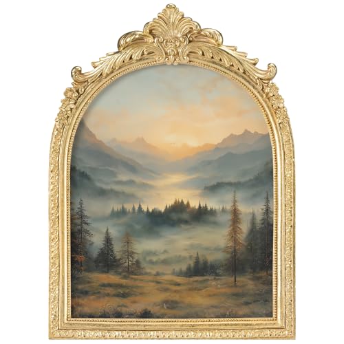 Navaris Cadre Photo Doré - Design Baroque Vintage - Decoration de Style Ancien - Finition Dorée Apparence Artisanale - Matériaux Robustes en Résine et Bois MDF - 23,5 x 32,5 cm