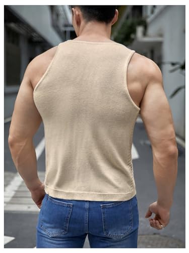Floerns Men's Sleeveless Crew Neck Crochet Knit Sheer Tops Hollow Out Sweaters2