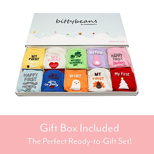 Mommachi Baby Socks Gift Set, 10 Pairs Baby Socks With Quotes – Cute Baby Gift Socks – Expecting Parents To Be Unique Gifts, Patriotic Babys First 4Th Of July Socks #TOP5