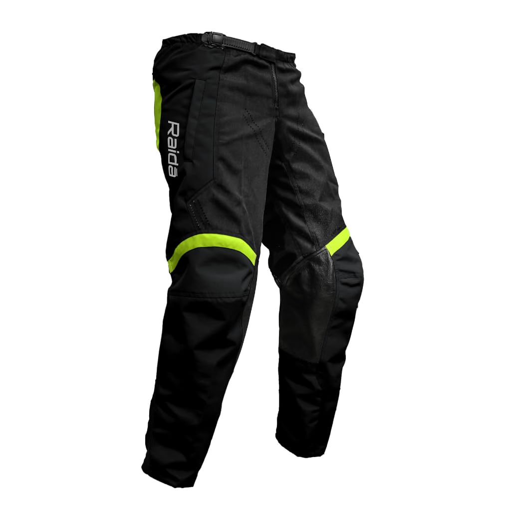 Raida Trailcraft Off-Road Pants | Mx & Trail Ride | Lightweight | Abrasion-Resitant Fabric | Heat Sheild Panel | (XXL, Black/Hiviz), Men, Slim Fit Mid Rise-image-36