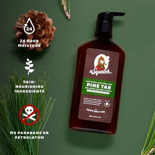 Dr. Squatch Men's Natural Lotion Non-Greasy Men's Lotion - 24-Hour Moisturization Hand And Body Lotion - Made With Shea Butter, Coconut Oil, And Vitamin E - Pine Tar (2 Pack) #TOP2