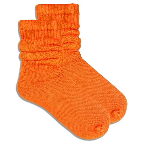 Image of COUVER Womens Scrunched Slouch Socks Soft Cotton Breathable Retro Crew or Knee High, Multiple Colors