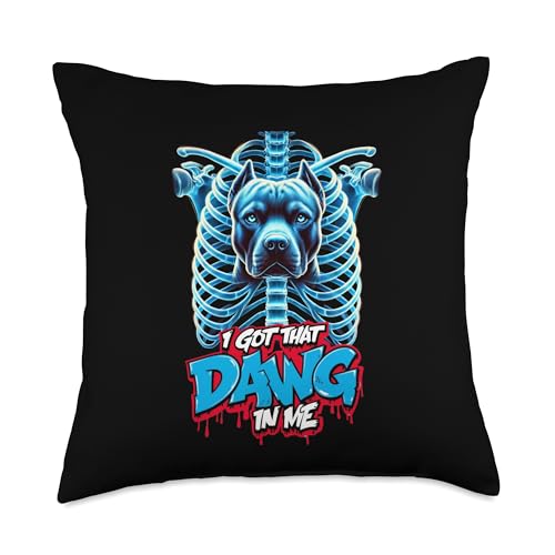 I Got That Dawg In Me Xray Pitbull Ironic Meme Viral Quote Throw Pillow