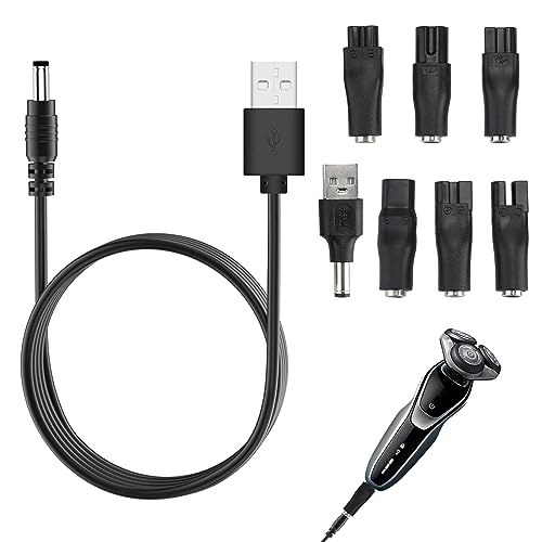 Universal Shaver Charger Cord Replacement Kit, Compatible with Various Brands of shavers, Inclusive of 6 Charging Lead Power Cord Heads, Ideal for Electric Grooming Devices Beauty Instruments