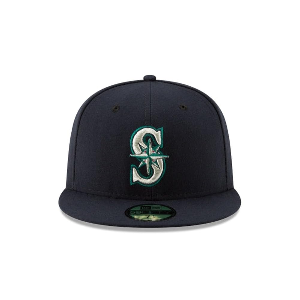 New Era MLB 59FIFTY Seattle Mariners Baseballkappe, marineblau, Team-Farbe-Logo, authentische Kollektion