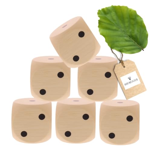 5X HOFMEISTER® Würfel aus Holz 3 x 3 cm mit Augenzahlen für Kinder, Erwachsene, Brettspiele, Spieleabend & Partyspiel, 100% Naturprodukt aus heimischer Buche