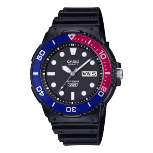 Casio MRW-230H Series | Black/Blue/Red | Rotating Bezel | 100M Water Resistant | Day-Date Indicator...