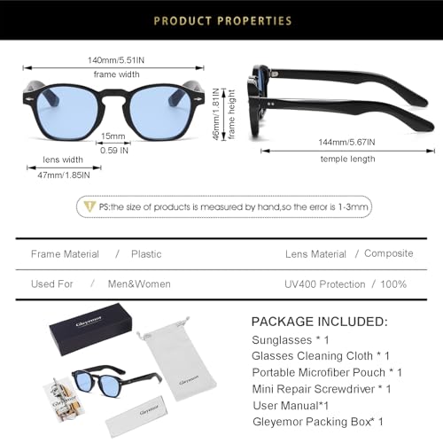 Image of Gleyemor Fashion Sunglasses for Men Women Tortoise Shell Sunglasses Trendy Unisex Style UV400 Protection Shades