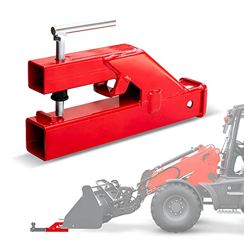 Bucket Hitch for Tractor EBESTTECH 1PC Clamp On Trailer Hitch Receiver 2 Ball Mount Adapter Compatible with Deere Bobcat Bucket (Red)