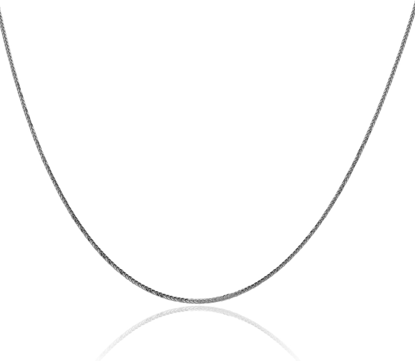 IceCarats 14K Solid White Gold 0.8mm Dainty Spiga Wheat Chain Necklace Diamond Cut