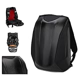 JFG RACING Motorrad Rucksack,Helm Rucksack Wasserdicht,Gepäcktasche Multifunktionstasche,Hartschalen Rucksack Kohlefaser für Fahrradtasche Supermoto Straßenmotorrad Rennmotorrad Schwarz