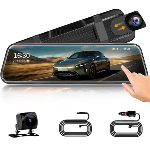 Car Mirror Dash Cam,Front and Rear View Mirror Camera,Backup Camera for Cars with 1080P FHD Full Touch Screen,Reverse Camera with Loop Recording Streaming Media 170°Wide Angle Parking Assistance