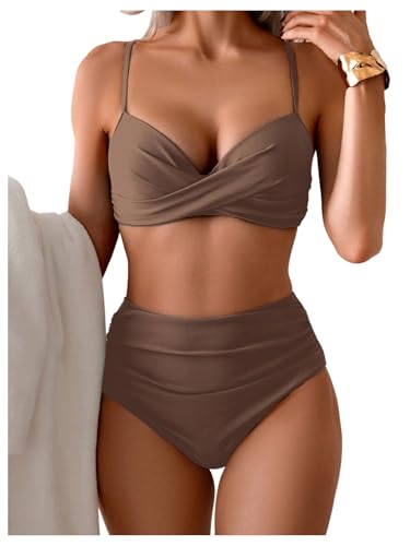 Image of GORGLITTER Women's High Waisted Bikini Set Push Up Bathing Suits