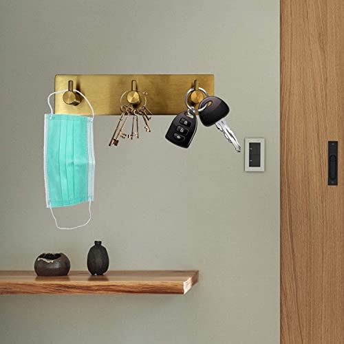 Key Hooks For Wall, Key Holder For Wall Decorative With 3 Key Hooks, Coat Hanger, Purse Hanger, Towel Hook, Easy Mount Key Hangers For Wall, Entryway, Bathroom, Living Room, Kitchen (Gold Finish) #TOP4