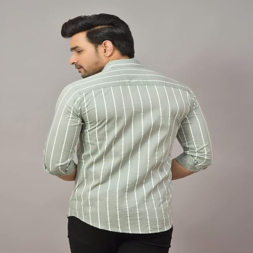 Image of Regular Fit Striped Lining Cotton Full Sleeve Casual Shirts for Men /Long Sleeves Cotton Striped, Cotton Shirt Crafted with Regular Sleeve, Comfort Fit & High-Performance for Everyday Wear