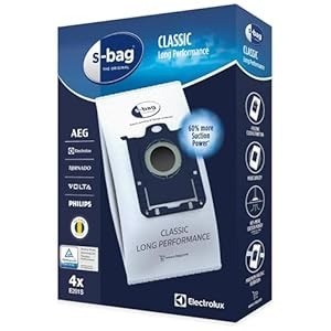Electrolux E201S Sacs Aspirateur S-Bag Long Performance, Boite de 4 Sacs, 3,5 litres, Powerflow, Système de Fermeture Automatique hygiénique, Convient à de Nombreux Types d'aspirateurs