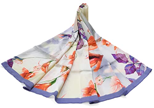 Image of Satin Silk Women's Large Square Floral Fashion Scarf | Soft satin silk neck scarf, head scarf, hair scarf, bandana, wrap, hijab, lightweight fashion accessory