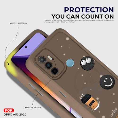 Image of AESTMO Back Case Cover for Oppo A53 2020 Cover | Cute Fun Cartoon 3D Ball | Coffee Silicone Case | Full Body Protection | Camera Protection Back Cover for Oppo A53 2020 (Brown)