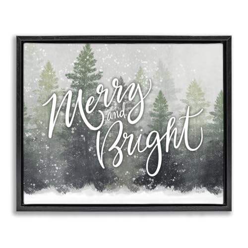 'Merry & Bright Scenic Niveous Winter Forest'| Floating Frame Canvas Art