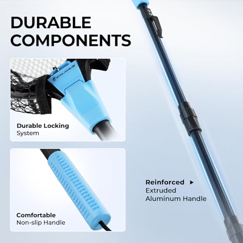 Calamus Triangle Floating Fishing Net, Lightweight & Strong Fishing Net with Non-Slip Elastomer Handle, Fish Friendly PVC Coated Nylon Net, Built-in Elastic Lanyard and Belt Clip