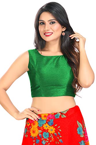 Image of Vamas Women's Silk Solid Sleeveless Readymade Saree Blouse (VFJ-45)