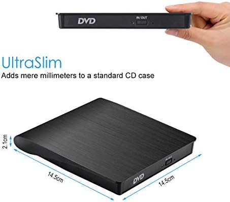 External CD Drive, USB 3.0 Portable CD/DVD +/-RW Drive Slim CD/VCD ROM Rewriter Burner Floppy Superdrive for Laptop Desktop PC Windows and Linux OS Apple Mac Macbook Pro