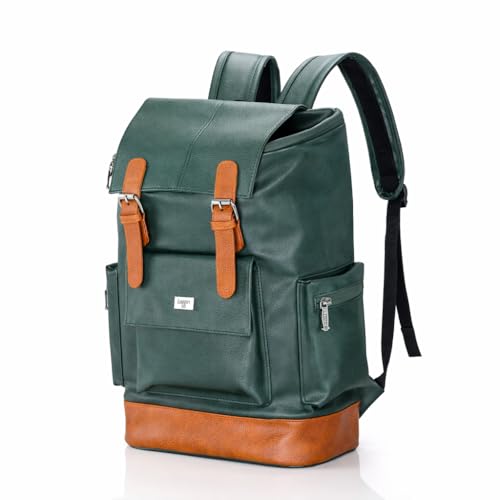 Image of LOGGIN 15.6 Inch Unisex Laptop Backpack for Men & Women | Premium Vegan Leather Water-Resistant Bag | Stylish Office, College & Travel Backpack with Anti Theft Design Multiple Pockets