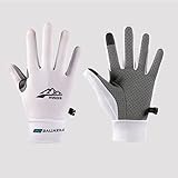 ZLKZZQ Eisseide leichte Handschuhe Sommer dünne Männer Sport Radfahren Laufen Fitness Fahren im Freien Angeln Frauen rutschfeste Touchscreen-Handschuhe-white-1-L