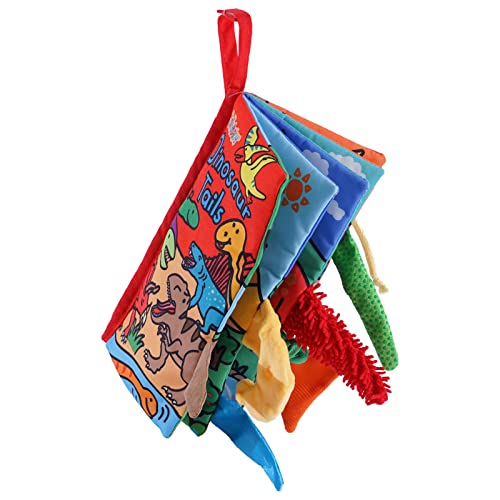 Image of Jollybaby Baby Books 0-6 Months, Touch and Feel Crinkle Soft Cloth Books for Infants Babies, Toddler Early Educational Interactive Stroller Sensory Toys, Baby Girl & Boy Gift(Dinosaur Tails)