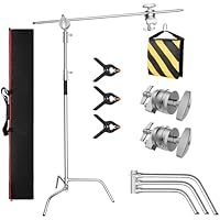 Heavy Duty C-Stand, Stainless Steel Tripod with Boom Arm - Max Height 10.5FT/320CM Photography Light Stand with 4.2FT/128CM Holding Arm for Studio Monolight, Softbox, Reflector