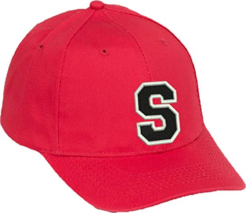 4sold Gorra de béisbol Informal de algodón con Letras del abecedario en Negro niño Adulto Color Rojo A-Z (Rojo S, niño)