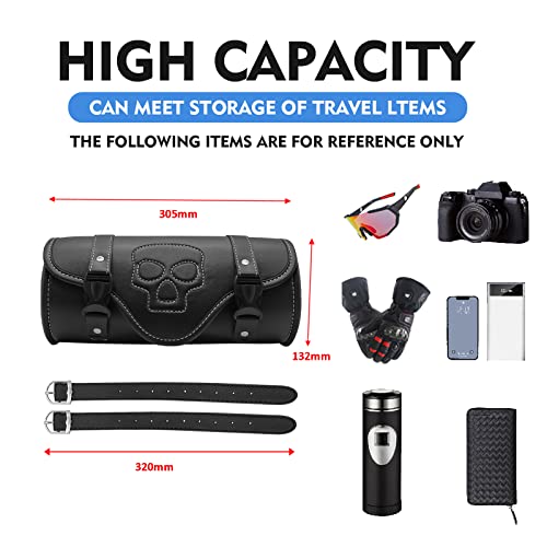 Evomosa Motorcycle Handlebar Bag,Pu Leather Small Tool Fork Bag,Universal Quick-Release Front Saddle Bag Storage Pouch With Adjustable Straps For Atv,Motorbike And Bike (Style A) #TOP2