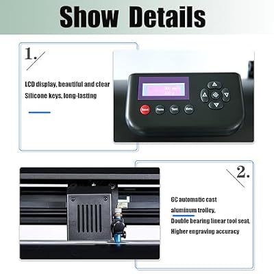 Vinyl Cutter Plotter 24 inch Automatic Edge Patrol 500g Cutting Plotter with LCD Display Plotter DIY Vinyl Printer Cutter Machine with USB2.0 and U Disk Port Adjustable Force and Speed 110V