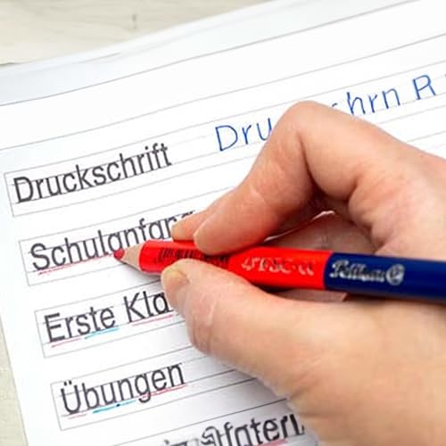 Pelikan Silbentrennstift rot/blau, dicker Dreikant-Stift zum Schreibenlernen, weiche 4 mm Mine, 2 Stück