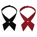 JIHUOO 2 Stück Criss Cross Fliege Verstellbar Krawatte Schuluniform Vorgebundene Schleifen Kreuz Neck Fliege für Mädchen