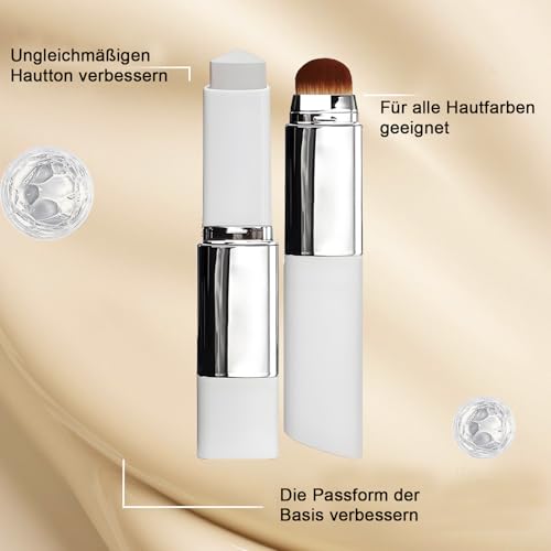 2-in-1 Elfenbein-Weiß Matte Farbwechsel Foundation Stick,Eingebauter Pinsel Öl-Kontrolle Gesichts-Concealer, Leicht Atmungsaktiv Natürliches Finish,Alle Hauttypen Lang anhaltend, Natürlich Makelloses