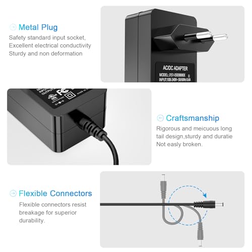 für Yealink Netzteil, 5V DC Netzteil Kompatibel mit Yealink T54W T58W T46U MP54 MP56 T57W T46S, T48S T48U T46G T48G T52S T53W T54S SIP-T21PN SIP-T22P PS5V2000US und CP860