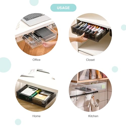 Image of oddpod Reed Under The Table Hidden Drawer /Acrylic Desk Organiser for Home & Office (Black, Large)