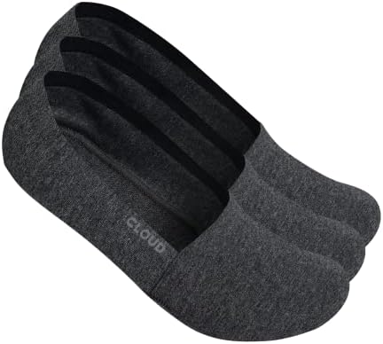 CLOUD Terry No Show Socks Non Slip Loafer Sneaker Flats Boat Shoe Invisible Low Cut Cotton Socks For Men and Women (as1, alpha, l, regular, regular, Charcoal_3Pack)