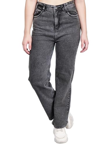 Image of Women's Reguler Fit Modern Regular High Rise Strechable Solid Clean Look Jeans- Dark Grey