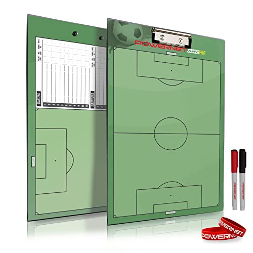 Powernet Magnetic Dry Erase Soccer Pro Lineup Coaching Board | Built-In Line Up Card | Double Sided | 2 Dry Erase Markers | Weatherproof Sealed Edges | Perfect For Game Time #TOP29