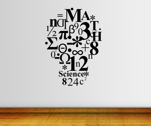 Stickerbrand School Science Math Subject Lightbulb Wall Decal Sticker 36In X 25In. - Easy To Apply/Removable. Made In The Usa. No Glue Needed. (Black) Os_Mg190B #TOP7