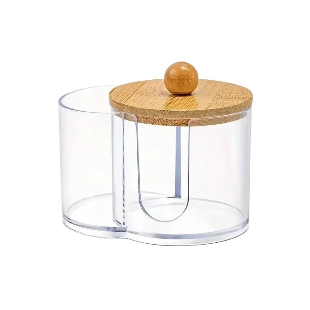 Lianxibag Clear Holder With Dual Compartments Cotton Swab And Balls Organizer Transparent Bathroom Storage Container For Makeup