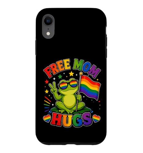 Free Mom Hugs LGBTQIA+ Frog Ally Pride Month�B �X�}�z�P�[�X iPhone XR �p