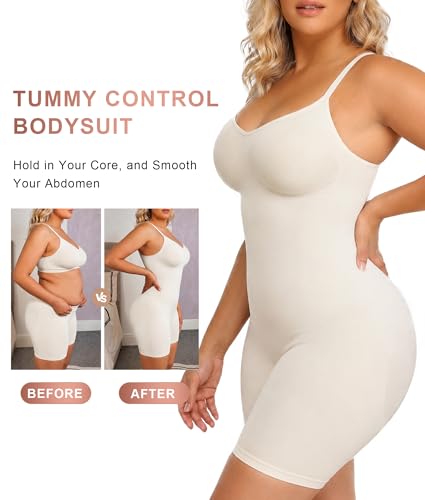 Image of SHAPERX Shapewear for Women Tummy Control Bodysuit Mid Thigh Body Shaper Shorts for a Lifted Look