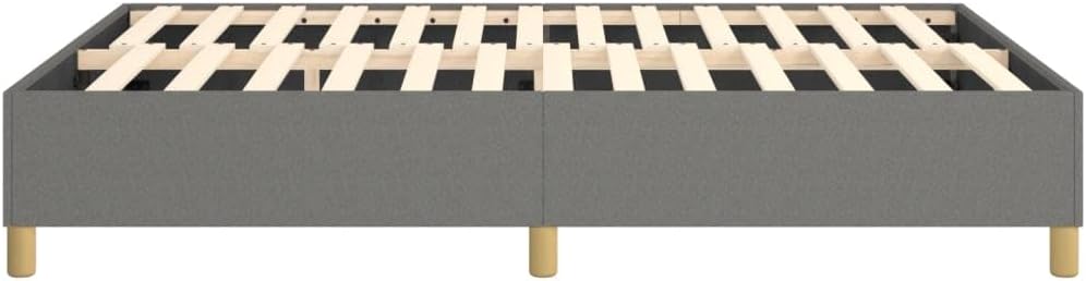 Full Bed Frame Dark Gray Fabric 100% Polyester with Plywood Engineered Wood, Sturdy Platform Foundation, Easy Assembly, Modern Minimalist Bedroom Furniture for Mattress Support