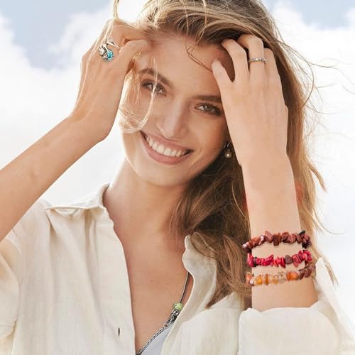 Set di 2 bracciali elastici in diaspro blu da 4 mm, braccialetti elastici in pelle di serpente. Braccialetti chakra in pietra naturale. Braccialetti con pietre curative. - Italia